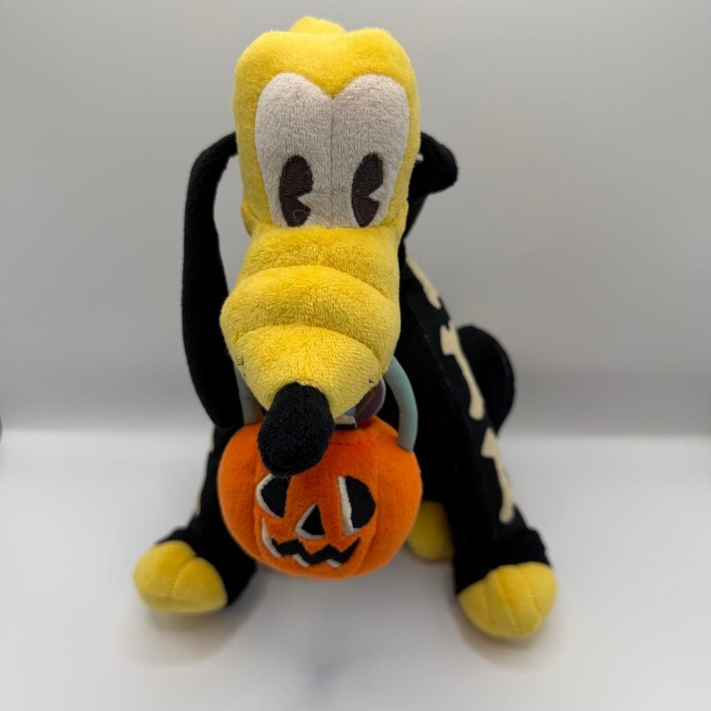 Disney Pluto Halloween Skeleton Costume Plush Pumpkin Trick or Treat NEW